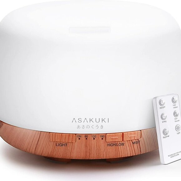 Essential Oil Diffuser 500ml Ultrasonic Humidifier with Remote Timer Auto-Off Br - Picture 1 of 2